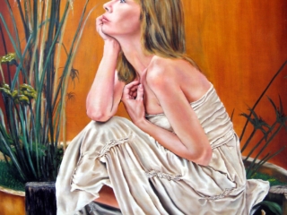 PENSAMIENTO - 90 x 70 cm - Oleo-Acrílico sobre tela (Figura humana)